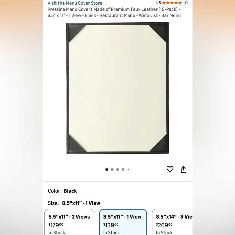 Black and White Document Holder/ Menu